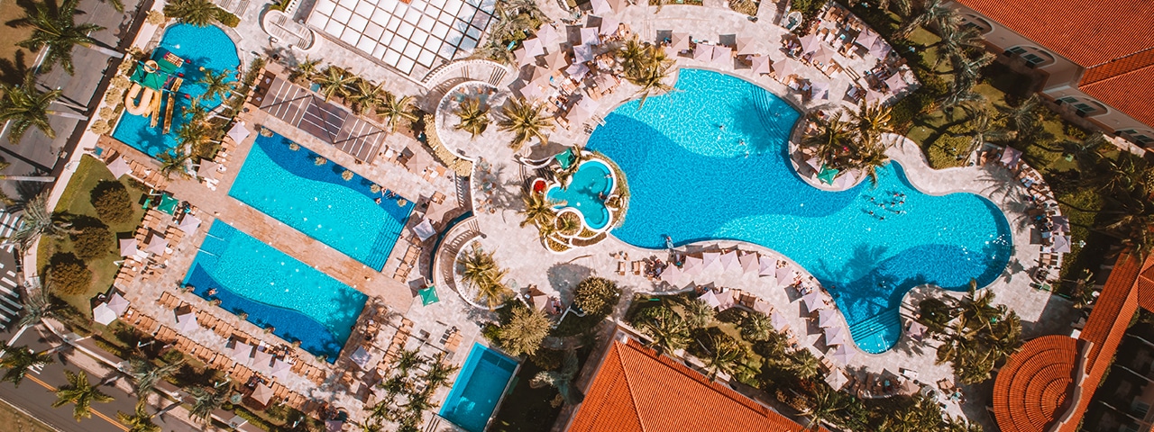 Vista aérea do Royal Palm Plaza Resort em Campinas